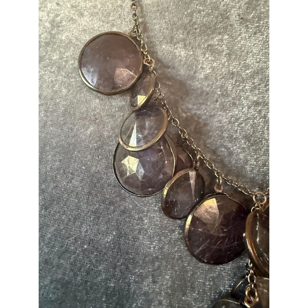 Smokey Cracked Glass Effect Statement Black Chain Y Drop Necklace 23" - Picture 2 of 3